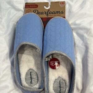 Dearfoams Gel Infused Memory Foam Blue Slippers NWT